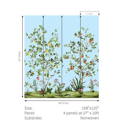 Carta da parati - "Citrus Grove Mural - Carolina Blue" | WALLQUEST - DAISY BENNETT