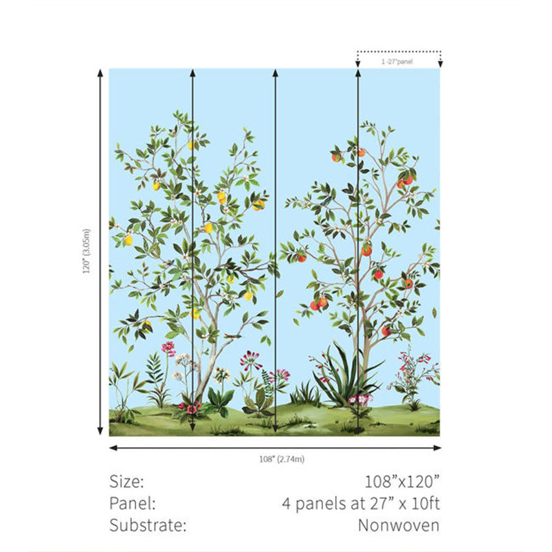 Carta da parati - "Citrus Grove Mural - Carolina Blue" | WALLQUEST - DAISY BENNETT