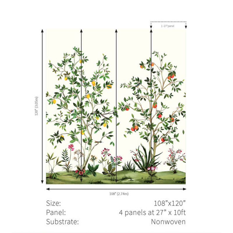 Carta da parati - "Citrus Grove Mural - Porcelain" | WALLQUEST - DAISY BENNETT