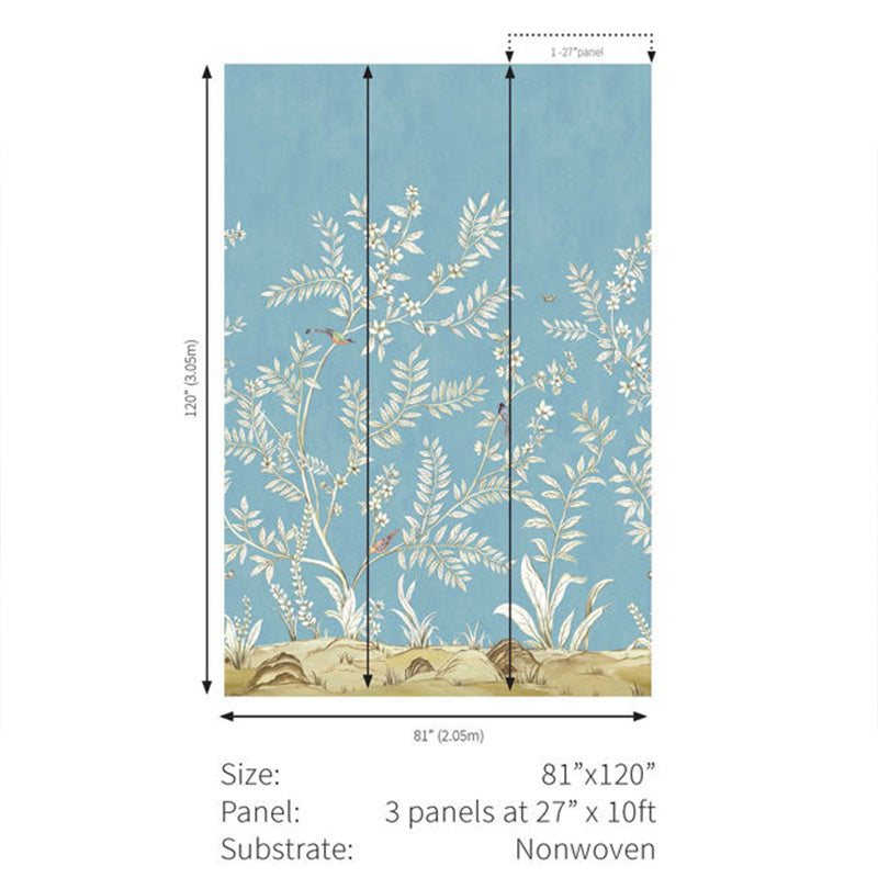 Carta da parati - "Vining Beauty Mural - Century Blue" | WALLQUEST - DAISY BENNETT