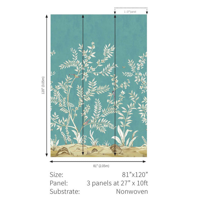 Carta da parati - "Vining Beauty Mural - Teal" | WALLQUEST - DAISY BENNETT