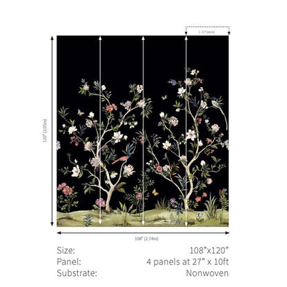Carta da parati - "Magnolia Mural - Matt Black" | WALLQUEST - DAISY BENNETT