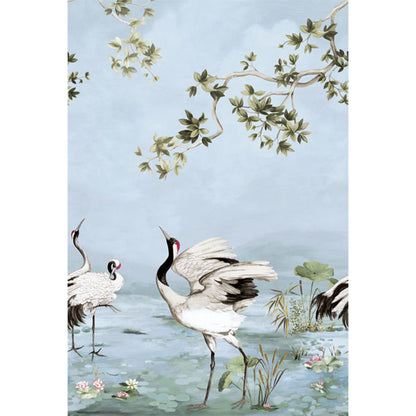 Carta da parati - "Crane Mural - Blue" | WALLQUEST - DAISY BENNETT
