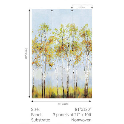 Carta da parati - "Aspen Tree Mural - Sky Blue" | WALLQUEST - DAISY BENNETT