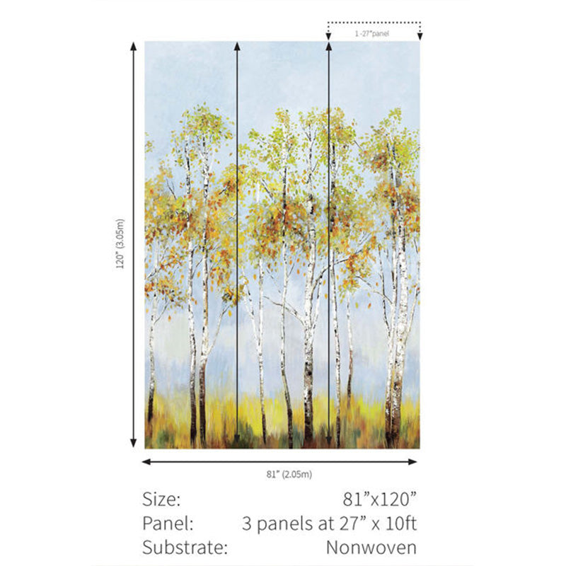 Carta da parati - "Aspen Tree Mural - Sky Blue" | WALLQUEST - DAISY BENNETT