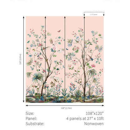 Carta da parati - "Charleston Gardens Mural - Blush" | WALLQUEST - DAISY BENNETT