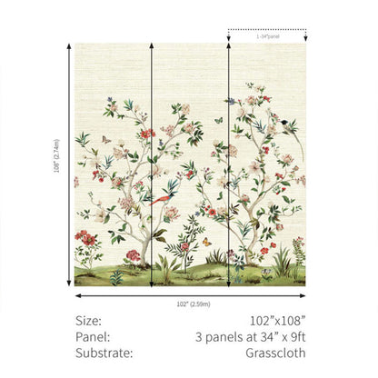 Carta da parati - "Chinoiserie Magnolia Mural - Almond" | WALLQUEST - DAISY BENNETT