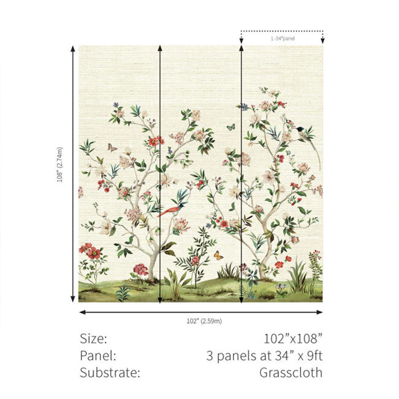 Carta da parati - "Chinoiserie Magnolia Mural - Almond" | WALLQUEST - DAISY BENNETT