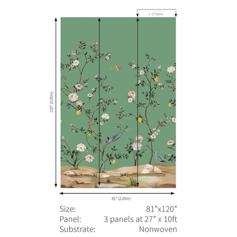 Carta da parati - "Blossom Mural - Emerald" | WALLQUEST - DAISY BENNETT