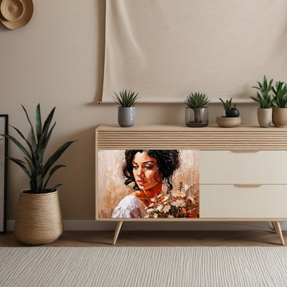 Dècoupage Vintage Quadro – Donna con margherite 2