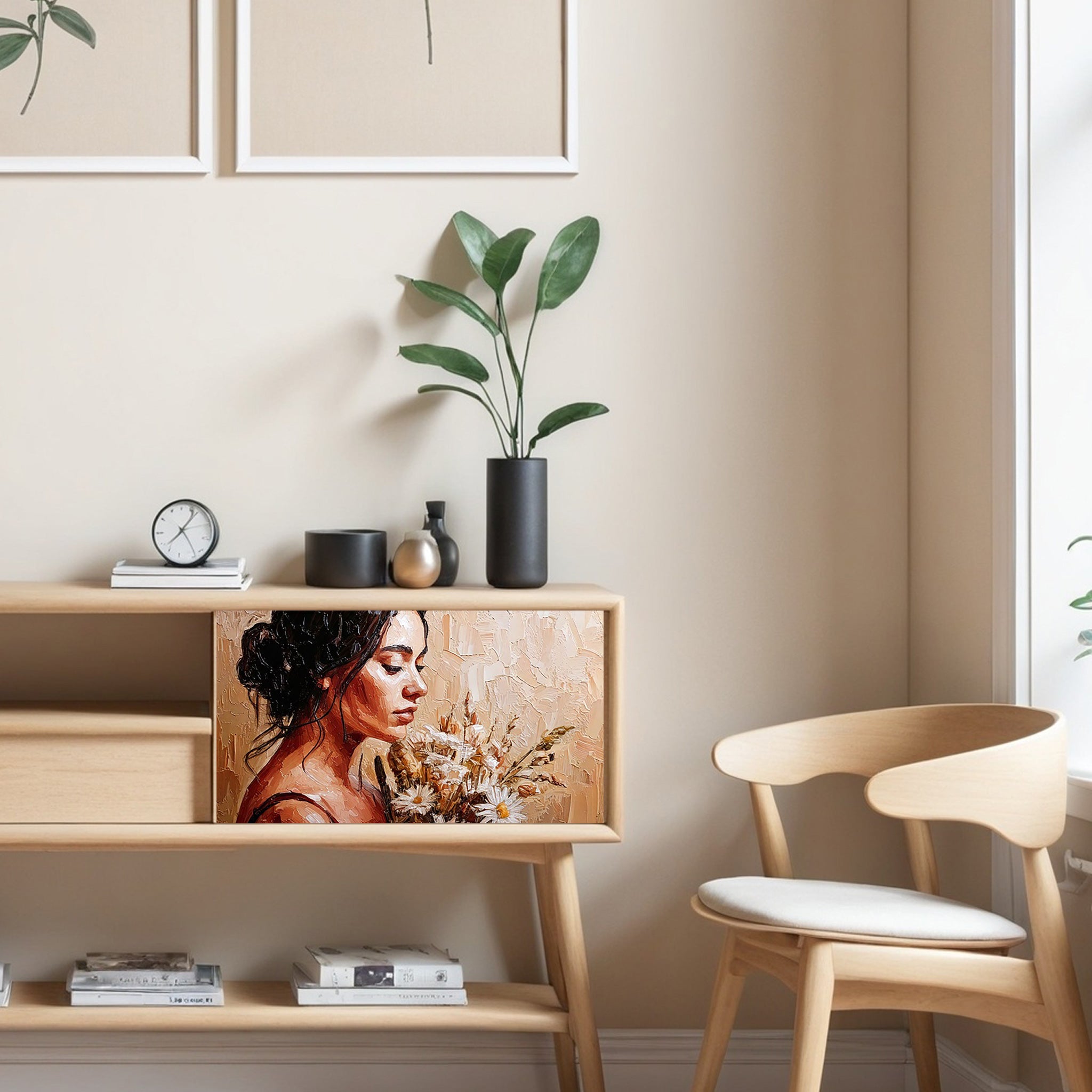 Dècoupage Vintage Quadro – Donna con margherite