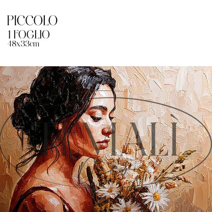 Dècoupage Vintage Quadro – Donna con margherite