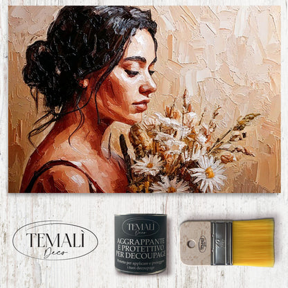 Dècoupage Vintage Quadro – Donna con margherite