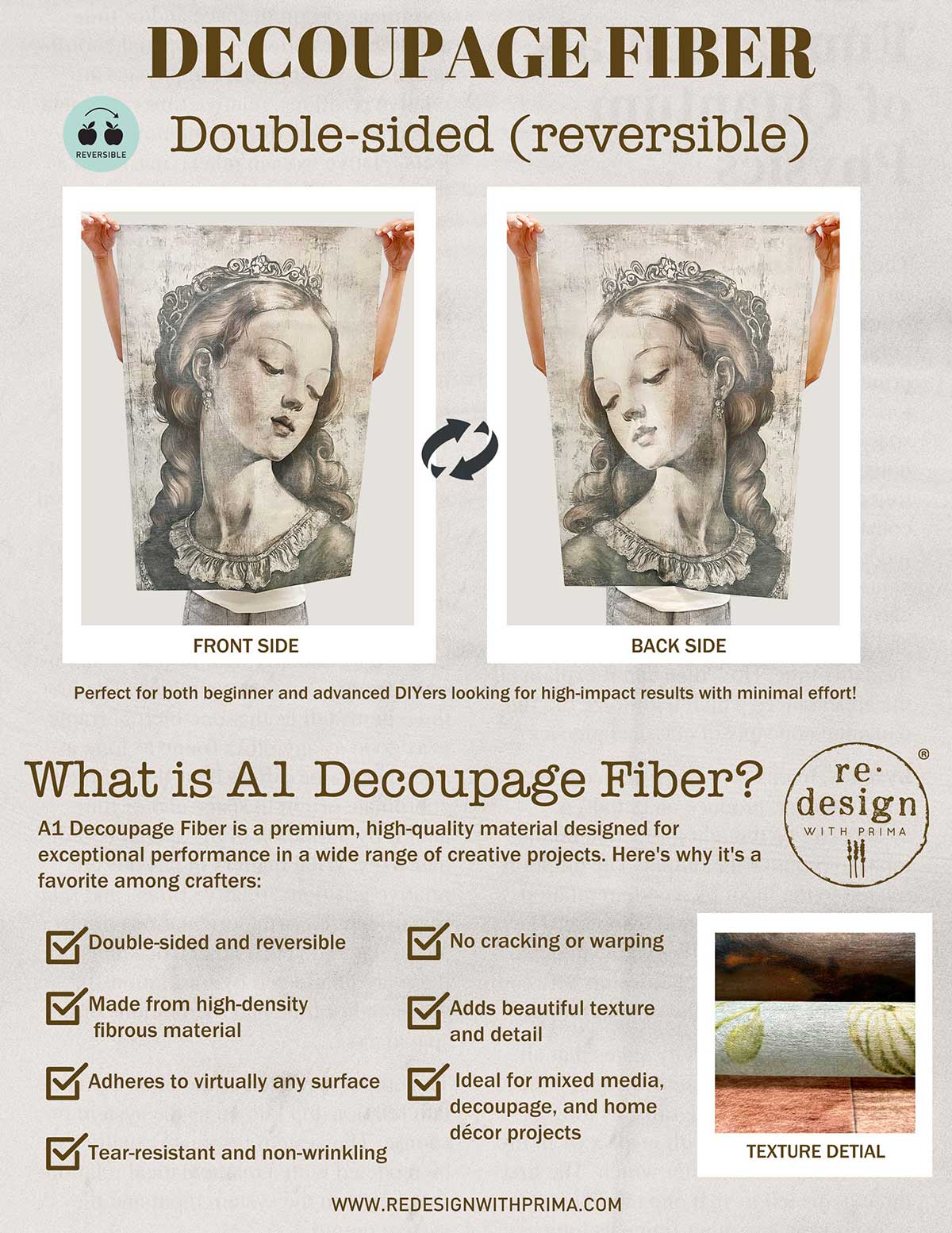 Carta da Découpage "Monochrome Majesty" in Carta di Riso 59x84 cm