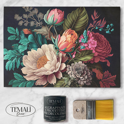 Dècoupage Modern Flora - Fucsia Peonies