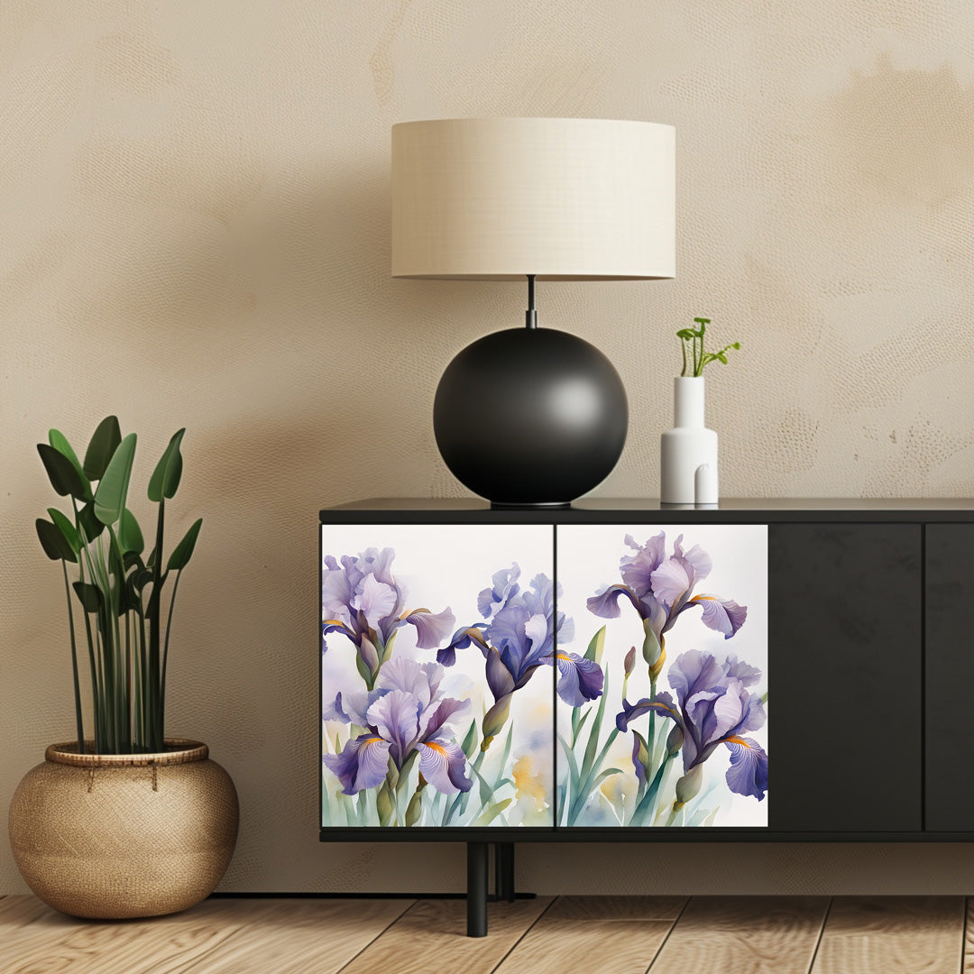 Dècoupage Modern Flora – Fiori acquerello viola orizzontale