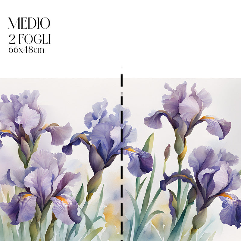 Dècoupage Modern Flora – Fiori acquerello viola orizzontale