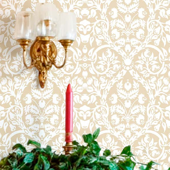 Carta da parati "Damasco floreale beige" a metraggio o rotolo