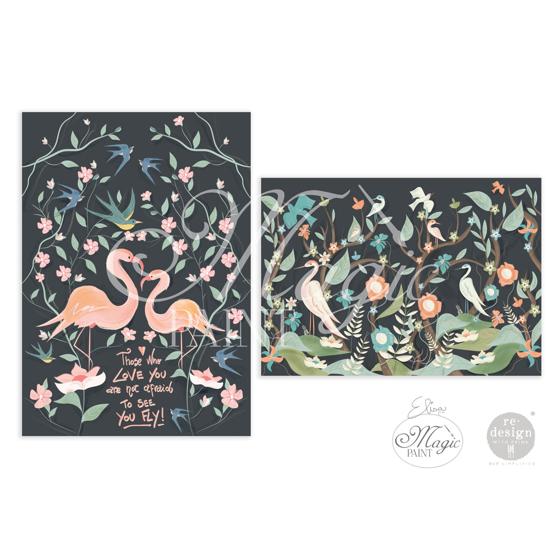 Carta da Decoupage “Free Love - english” Elisa e Magic Paint per redesign - Formato 49.5×76.2 cm e 29.7×41.9 cm