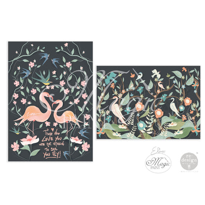 Carta da Decoupage “Free Love - english” Elisa e Magic Paint per redesign - Formato 49.5×76.2 cm e 29.7×41.9 cm