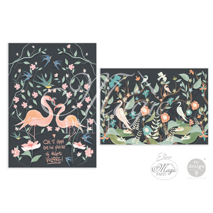 Carta da Decoupage “Free Love” Elisa e Magic Paint per Redesign - Formato 49.5×76.2 cm e 29.7×41.9 cm