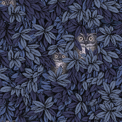 Carta da Parati "FOGLIE E CIVETTE BLU" Fornasetti | COLE & SON