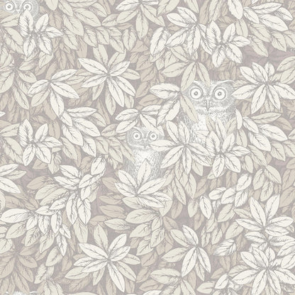 Carta da Parati "FOGLIE E CIVETTE TORTORA" Fornasetti | COLE & SON