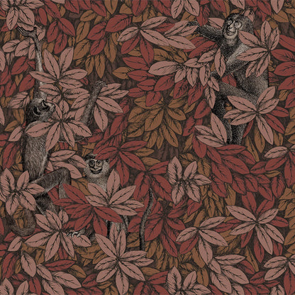 Carta da Parati "FOGLIE E SCIMMIE GRANATA" Fornasetti | COLE & SON