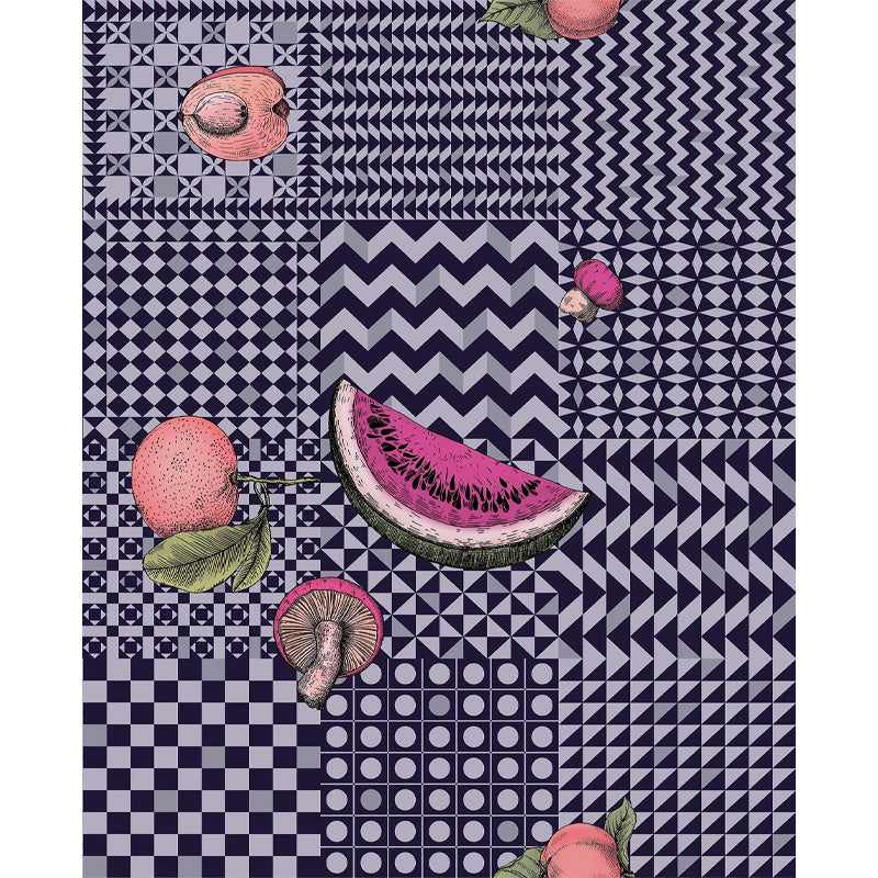 Carta da Parati "FRUTTA E GEOMETRICO MAGENTA" Fornasetti | COLE & SON