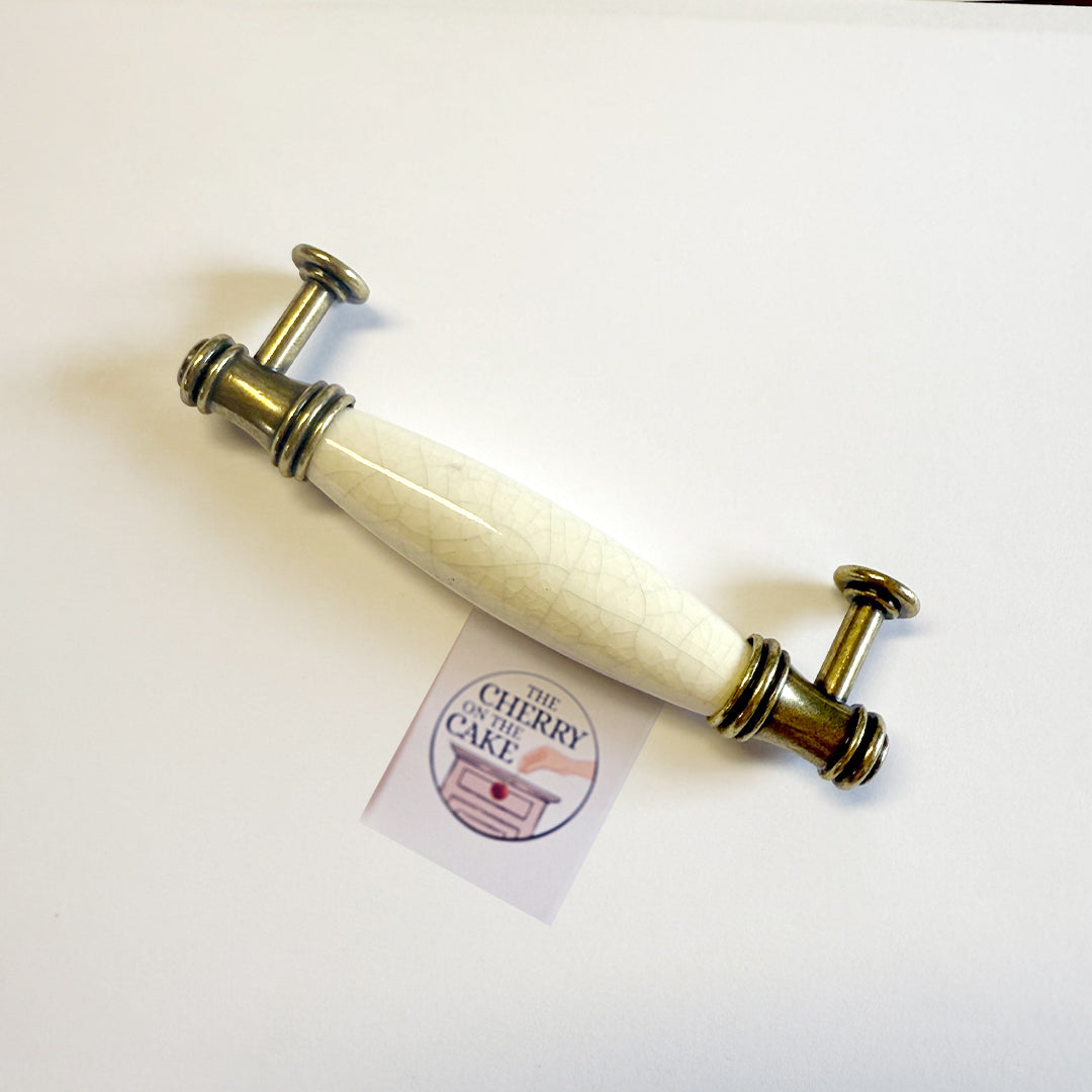 Maniglia “Vintage bianco e ottone"