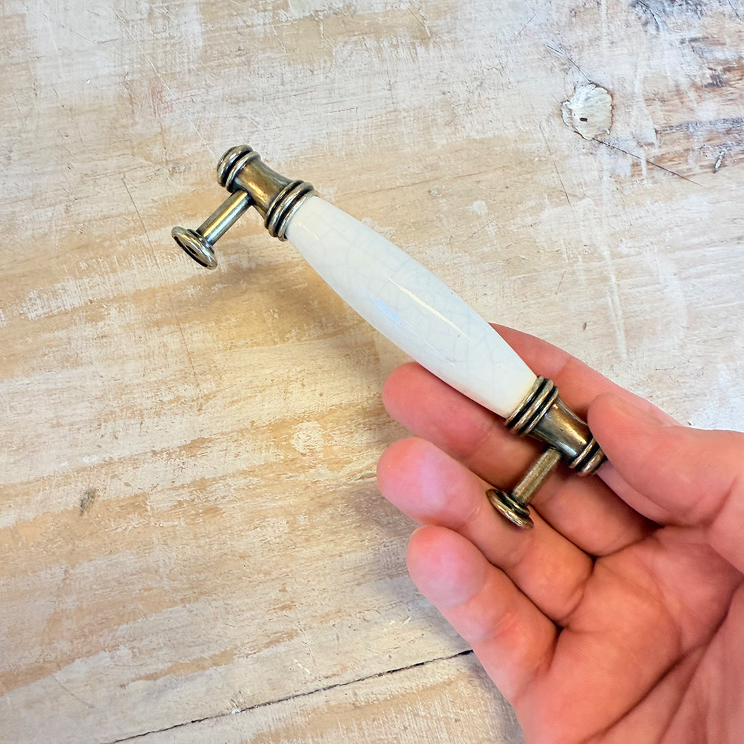 Maniglia “Vintage bianco e ottone"