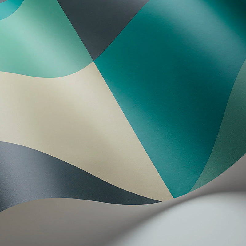 Carta da Parati “GEOMETRIC Apex Grand Viridian, Petrol & Ink” | COLE & SON
