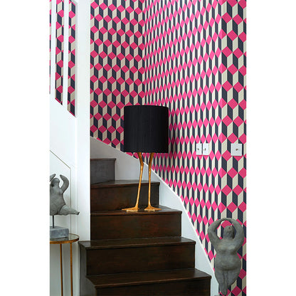 Carta da Parati “DELANO Magenta, White & Charcoal” | COLE & SON