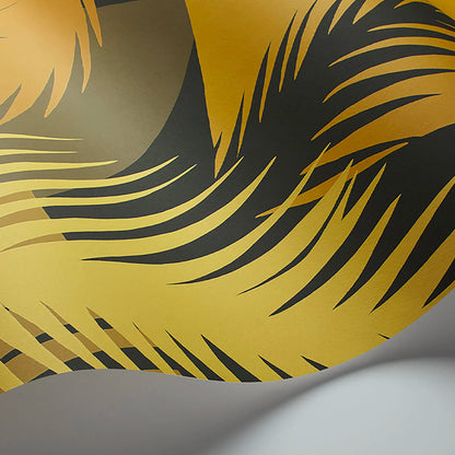 Carta da Parati “DECO PALM Chratreuse on Charcoal” | COLE & SON