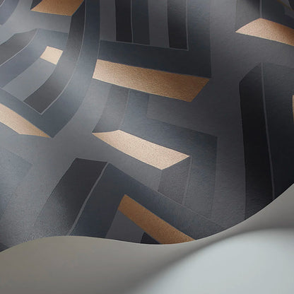 Carta da Parati “LUXOR Yellow, Metallic Bronze on Slate Grey” | COLE & SON
