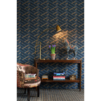Carta da Parati “LUXOR Yellow, Metallic Bronze on Slate Grey” | COLE & SON