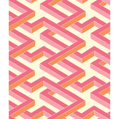 Carta da Parati “LUXOR Fuchsia & Orange on White” | COLE & SON