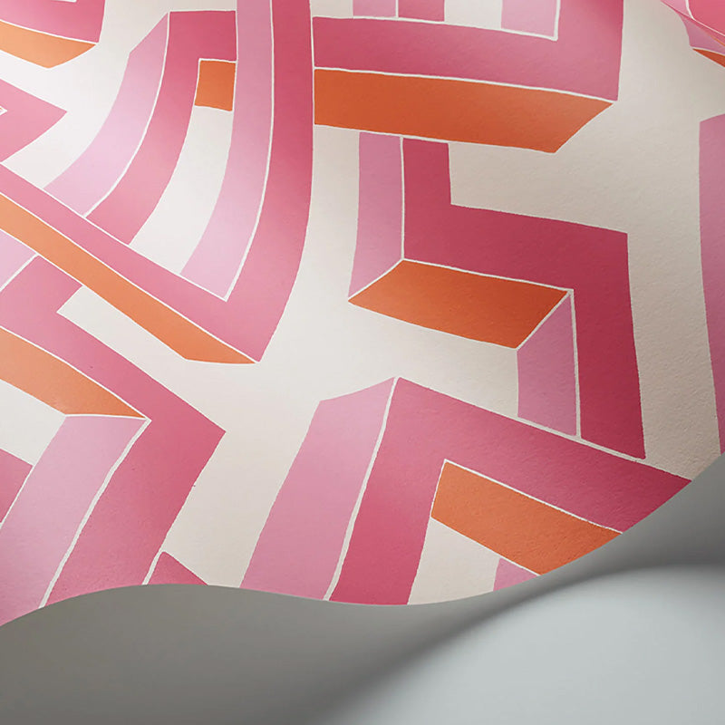 Carta da Parati “LUXOR Fuchsia & Orange on White” | COLE & SON