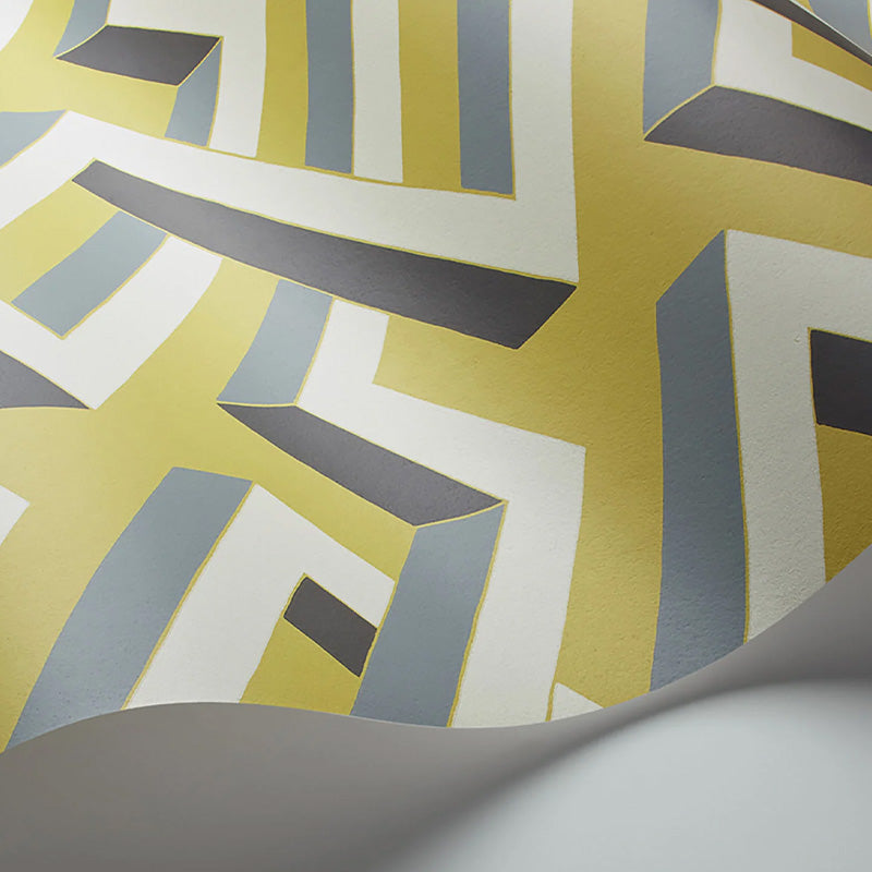 Carta da Parati “LUXOR White & Charcoal on Chartreuse” | COLE & SON