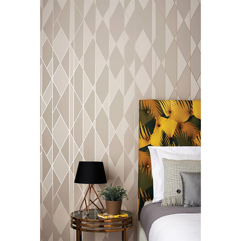 Carta da Parati “OBLIQUE Taupe & Metallic Silver” | COLE & SON