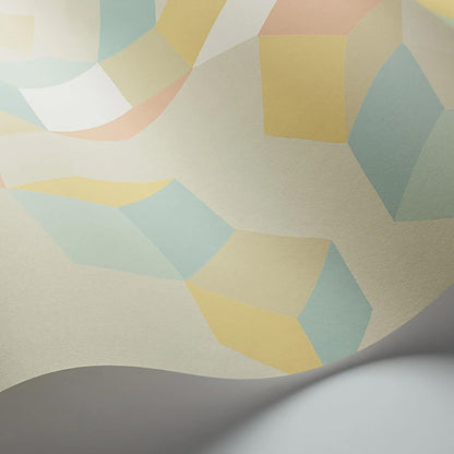 Carta da Parati “PUZZLE Duck Egg & Yellow on Cream” | COLE & SON