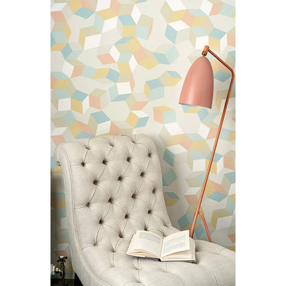 Carta da Parati “PUZZLE Duck Egg & Yellow on Cream” | COLE & SON
