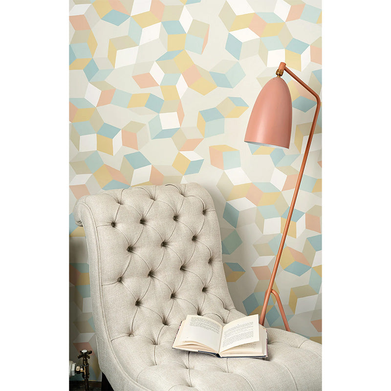 Carta da Parati “PUZZLE Duck Egg & Yellow on Cream” | COLE & SON