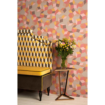 Carta da Parati “PUZZLE Fuchsia & Orange on Dove” | COLE & SON
