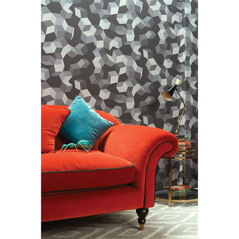 Carta da Parati “PUZZLE Heath Grey on Charcoal” | COLE & SON