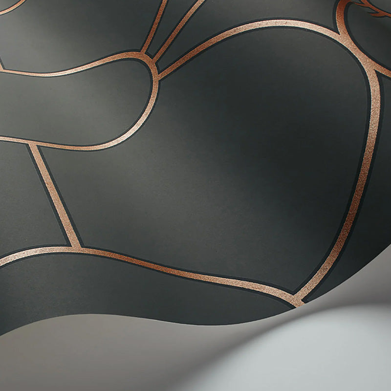 Carta da Parati “RIVIERA Metallic Bronze on Charcoal” | COLE & SON