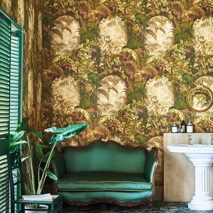 Papel pintado “Hispalis verde, amarillo y beige” | COLE & SON