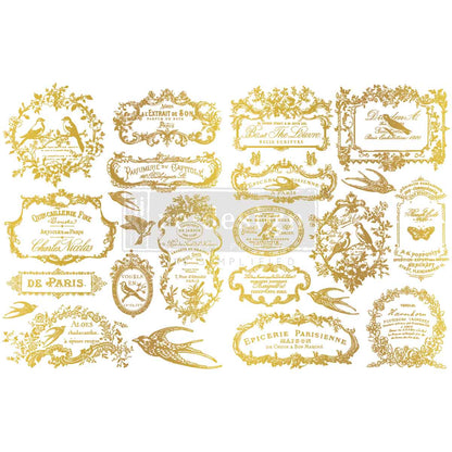 H2O Redesign Decor Transfers Gold "Chant Du Matin" 2 fogli 21,5 x 29,7cm