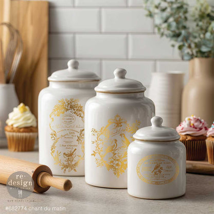 H2O Redesign Decor Transfers Gold "Chant Du Matin" 2 fogli 21,5 x 29,7cm