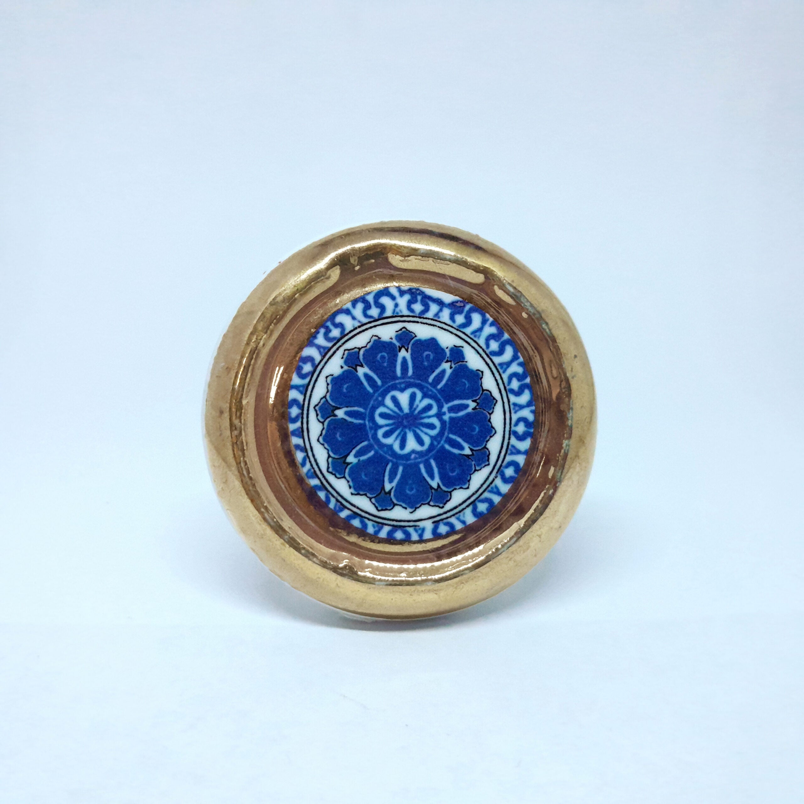 Pomello in ceramica “Tondo Bouquet Blu"